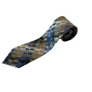 🌵4/$25 Van Heusen Gray Geometric 100% Silk Necktie‎ 59"x3.25" Business Career
